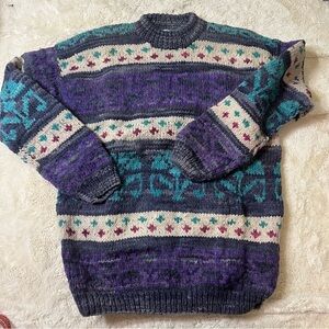 Vintage Ecuador handmade stitched wool sweater